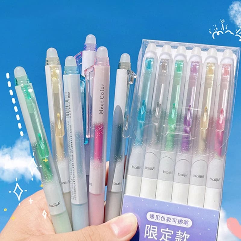 Penne Gel cancellabili profumate Creative penne neutre glitterate da 0.7mm penne ad ago colorate per scrivere cancelleria coreana per ufficio