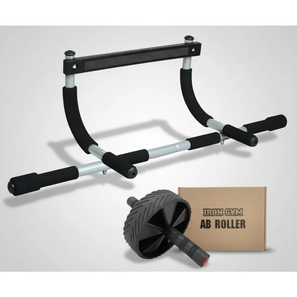 Adjustable traction bar for door with Ab roller - Portable traction bar without screws for upper body workout at home