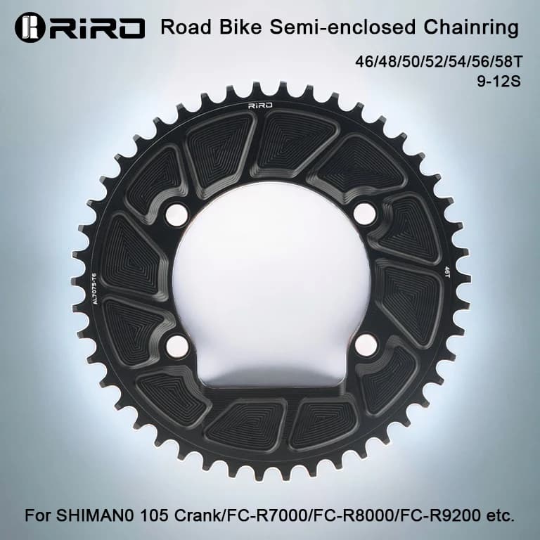 Corona singola RIRO 110BCD a 4 bulloni, ruota dentata per bici da strada 46/48/50/52/54/56/58T, compatibile con Shimano 105/FC-R7000/R8000