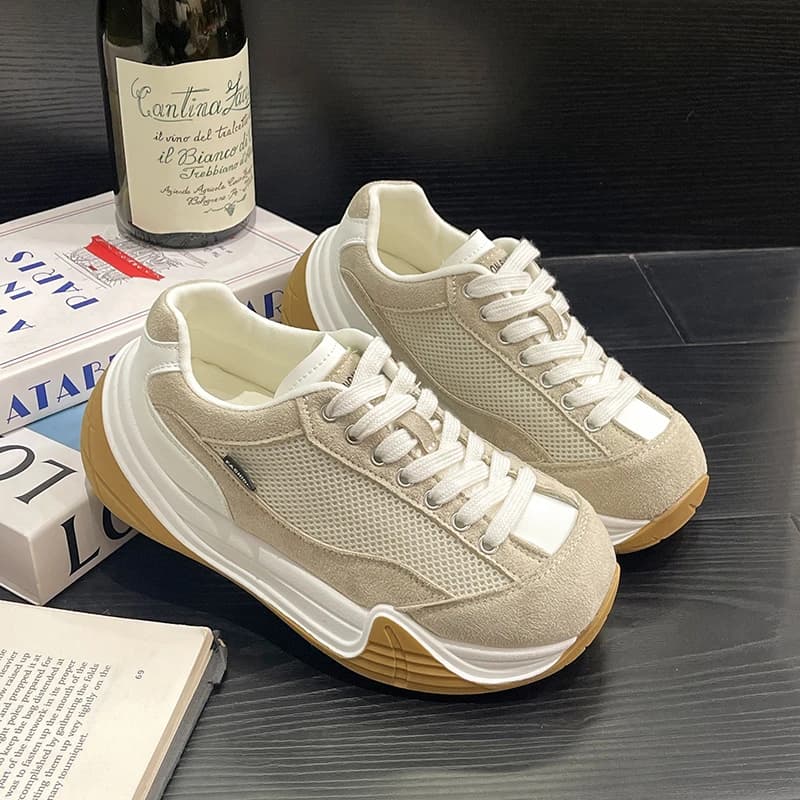 Breathable Mesh Women Sports Shoes Thick-soled Fitness Chunky Sneakers Fashion Ladies Trainers Outdoor Running Platform Sneakers