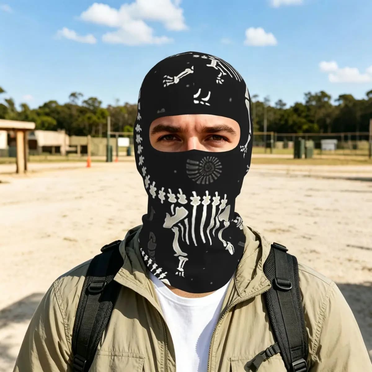 Dinosaur Fossils In Black Breathable Balaclava Full Face Mask Sun Protection Neck Gaiter For Motorcycle Cycling Fishing Outdoor