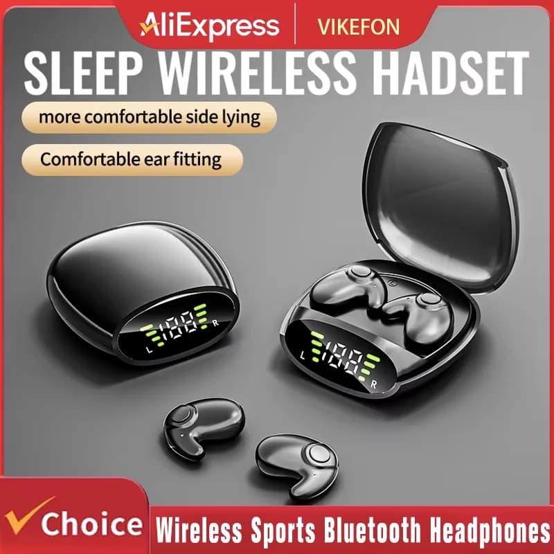 Auricolari Wireless Invisibili per il Sonno, Cuffie Bluetooth 5.3 TWS, Auricolari Nascosti IPX5 Impermeabili con Riduzione del Rumore, Cuffie Sportive
