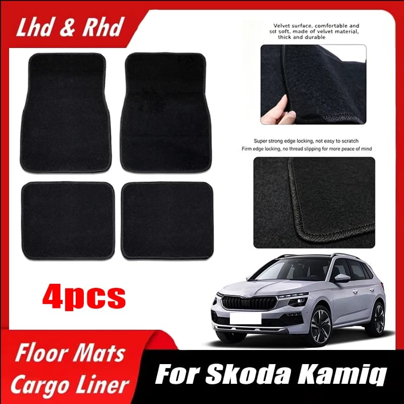 4pcs Car Floor Mats All-Weather Easy To Clean Durable Anti-Slip Interior Protection Floor Liners For Skoda Kamiq Accessories