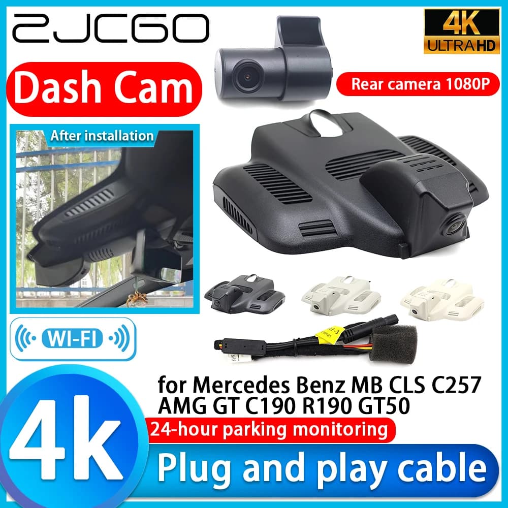 ZJCGO for Mercedes Benz MB CLS C257 AMG GT C190 R190 GT50 Dash Cam 4K DVR Car Camera with Sony lens Video Recorder with Monitor