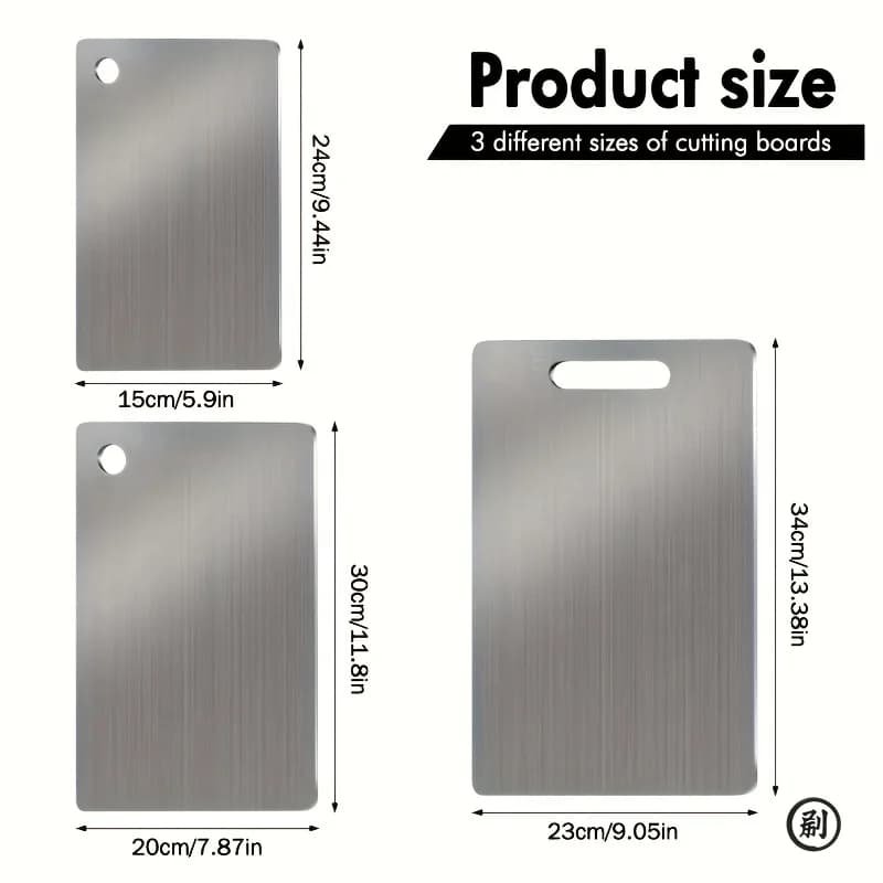 Stainless Steel Cutting Board Set 3Pcs – Non-Slip, Juice Groove, Dishwasher Safe, Rustproof & Space Saving Kitchen Tool