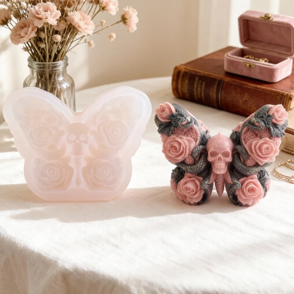 3D Skull Rose Hand Candle Silicone Mold DIY for Halloween Aroma Plaster Gypsum Resin Wax Craft Home Decor Gift