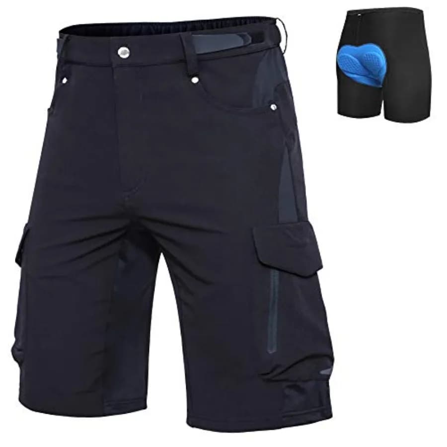 Pantaloncini da Mountain Bike Ally per Uomo, Imbottiti 4D, Larghi, con 6 Tasche, per Ciclismo e Bicicletta
