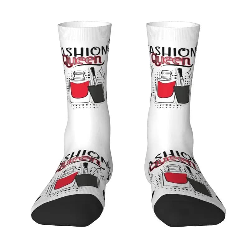 Fashion Queen Nail Polish Men Women Crew Socks Unisex Kawaii Manicurist Manicure Spring Summer Autumn Winter Dress Socks