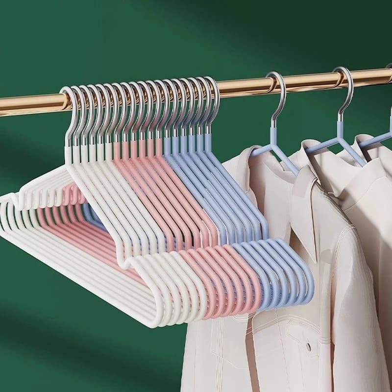 20 Pezzi Appendiabiti in Metallo Robusti Salvaspazio per Armadio, Ganci Antiscivolo Rivestiti in Gomma per Camicie, Vestiti, Pantaloni, Giacche