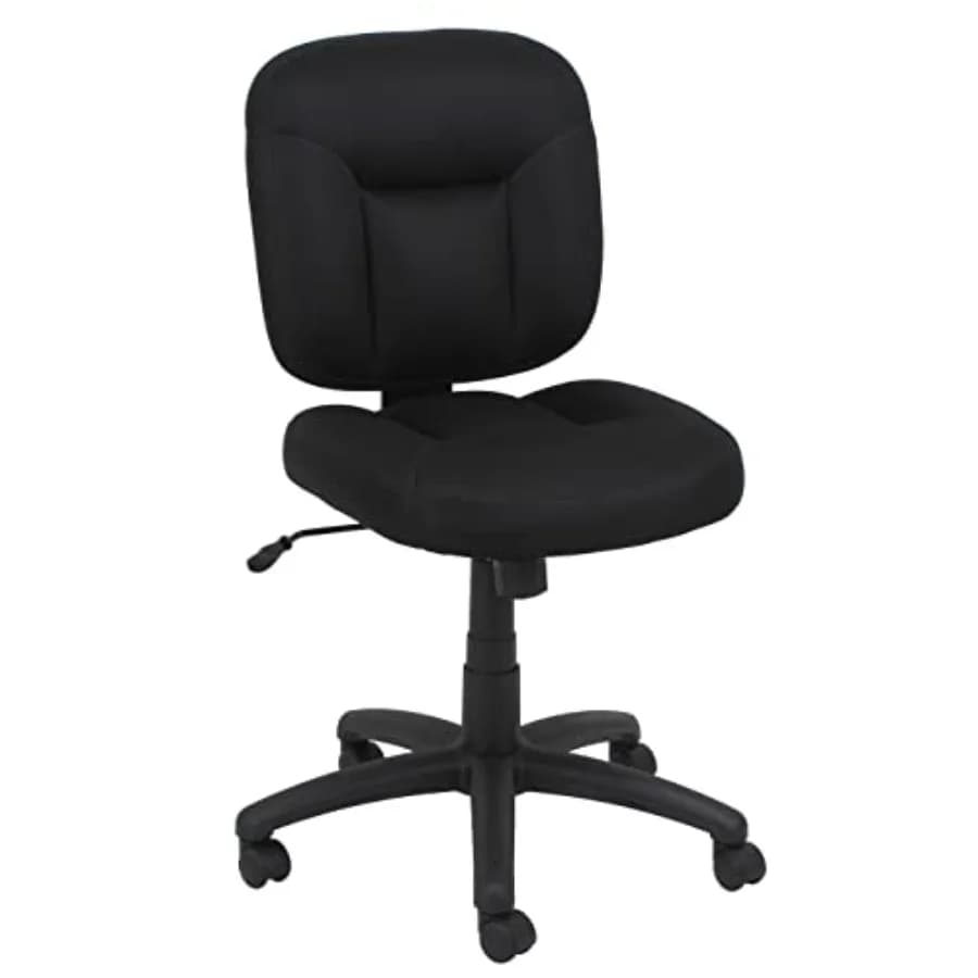Sedia da Ufficio Ergonomica con Supporto Lombare, Altezza Regolabile, Girevole a 360 Gradi, Rivestimento in Tessuto, con Ruote, Nera