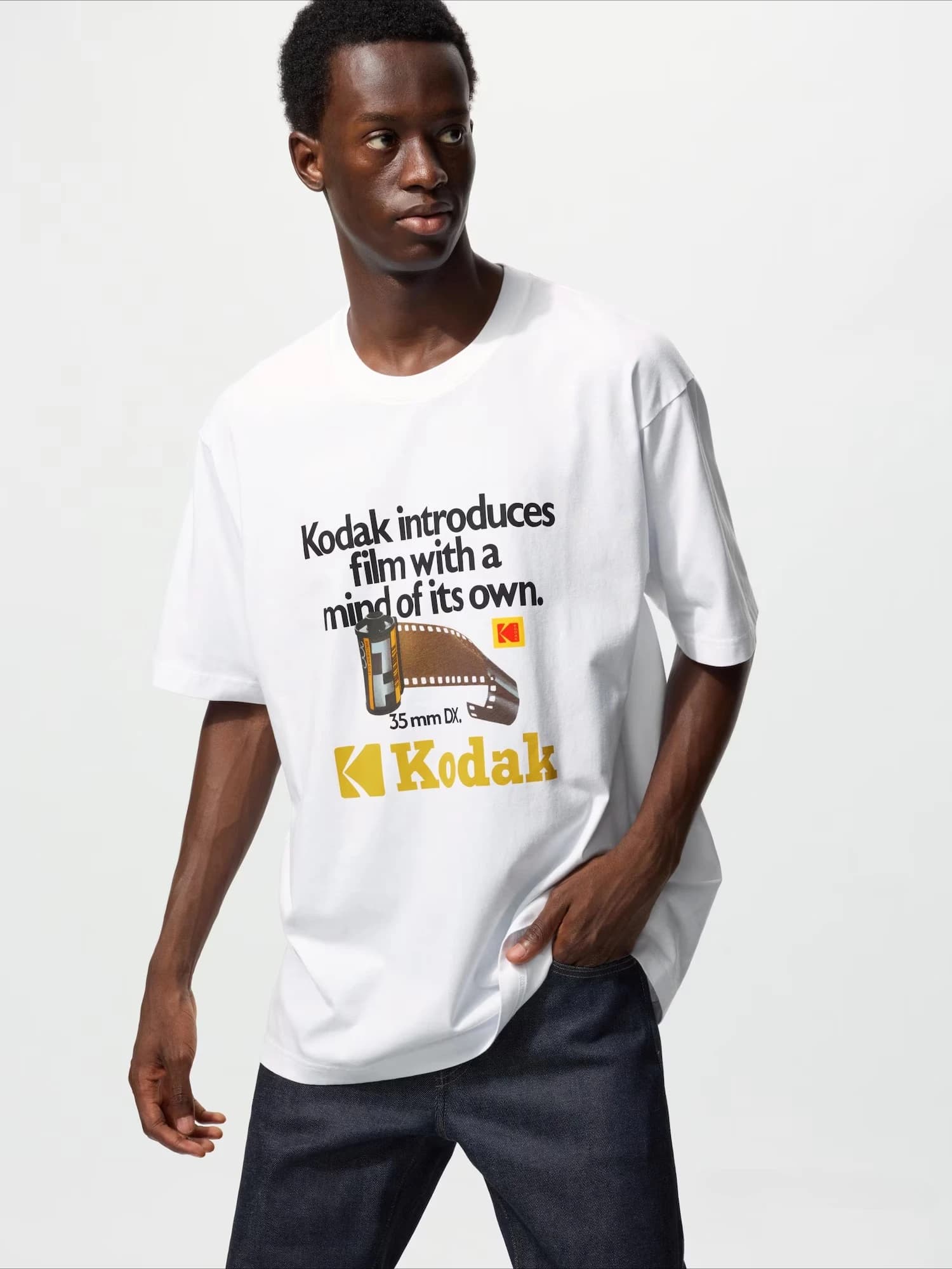 T-shirt con stampa Retro Kodak Film with A Mind of Its Own, grafica 35mm Dx, in morbido cotone, oversize, streetwear, per uomo e donna