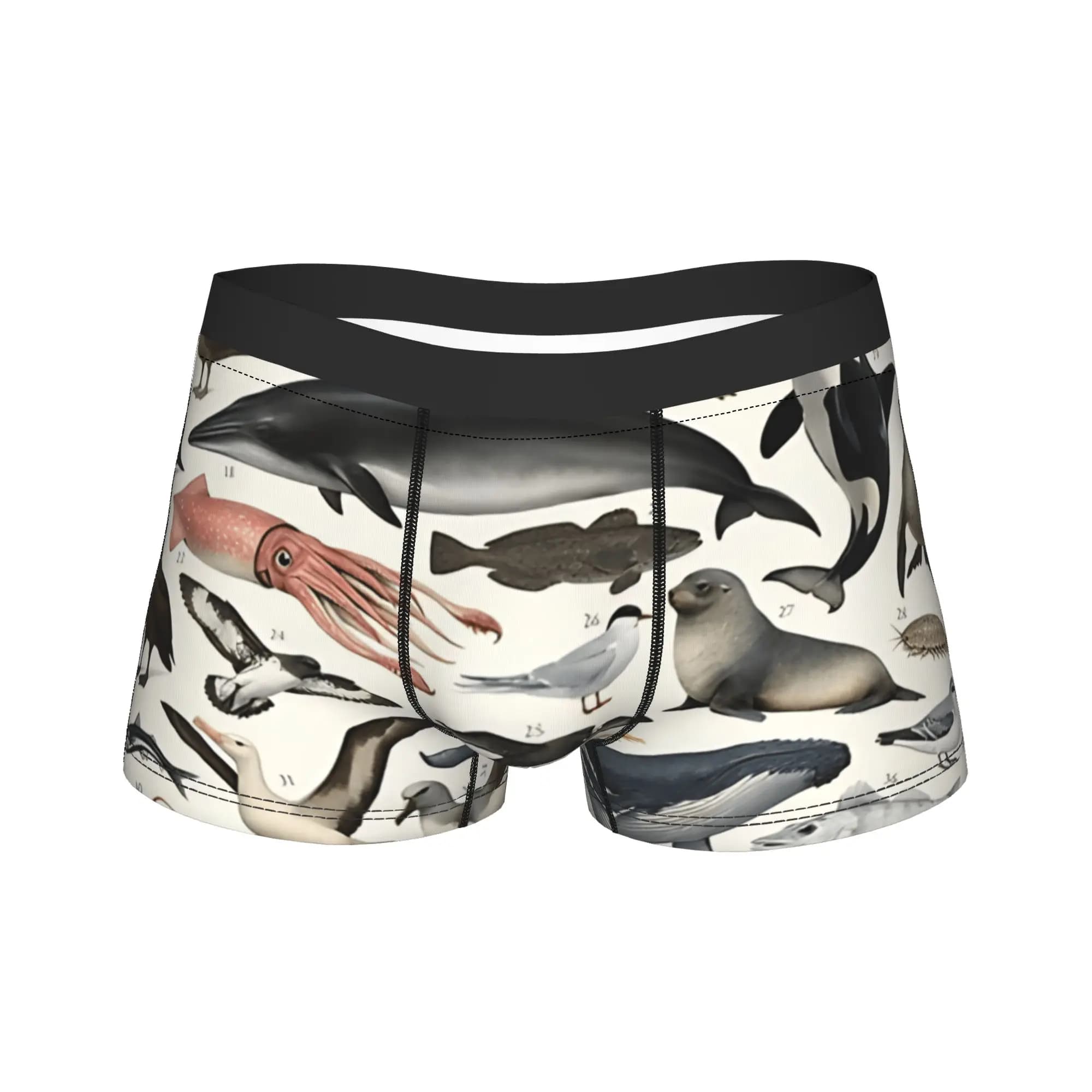 Boxer Brief Retro Sardines, Intimo Uomo in Offerta, Boxer Elastici Stampati Oversize
