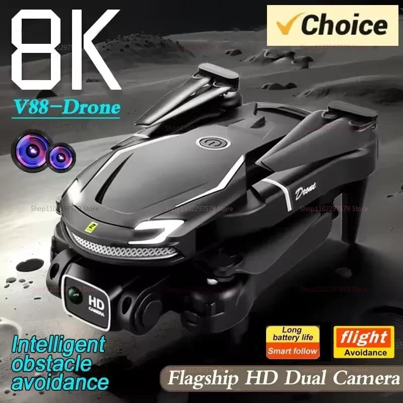 New V88 RC Drone With 8K HD Wide Angle Camera Foldable Quadcopter For Kids Adults Drone Toys Remote Control Flying Camera Gifts