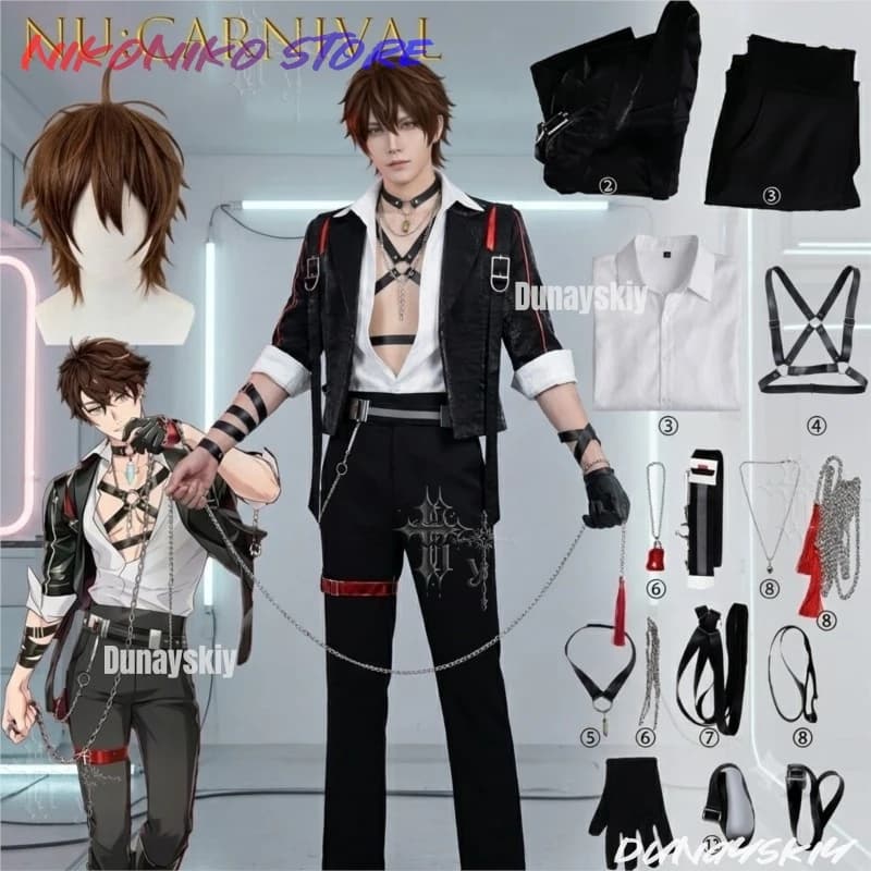 Nu Carnival Carnival Eiden Restraint To Dimensional Game Male Suit Halloween Party Couple for Woman Anime Game Role Play Uniform