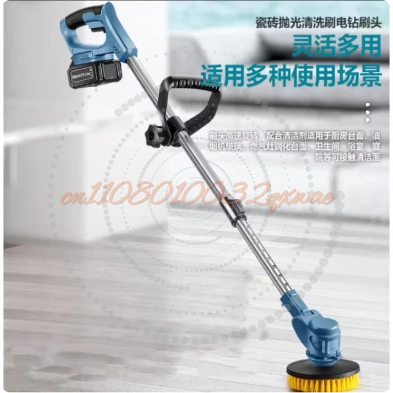 Spazzola Elettrica per Pulizia, Spazzatrice per Bagno e Giardino, Lucidatrice e Spazzaneve, Spazzola Retrattile Sei-in-Uno per Foglie