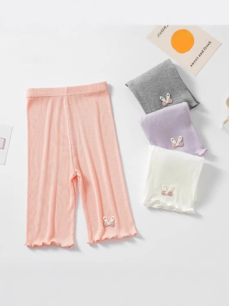 Leggings estivi traspiranti per bambine con decorazioni a coniglietto, pantaloncini di sicurezza anti-imbarazzo per l'uso quotidiano