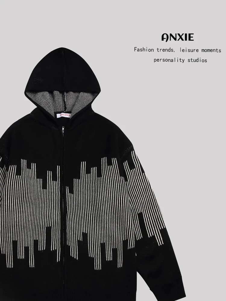 ANXIE Marca di Tendenza | Cose Consigliate da Provare | Design Compatto | ex Splice Hoodie Maglione Lavorato a Maglia Jaet