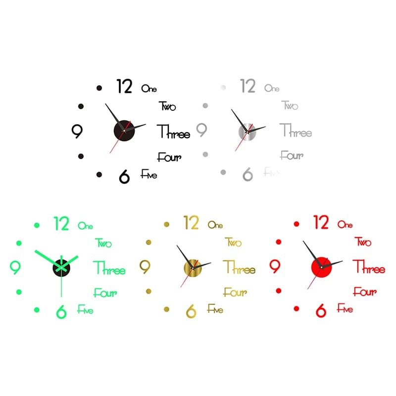 C 3D Luminous Wall Clock Frameless Acrylic DIY Digital Clock Wall Stickers Mute Clock For Living Room Bedroom Office Wall Decor