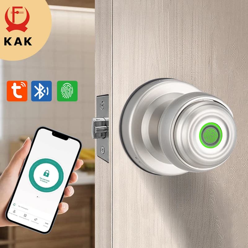 Serratura per impronte digitali KAK per serratura intelligente Tuya con serratura Bluetooth Ingresso senza chiave con hardware per porta con telecomando per impronte digitali