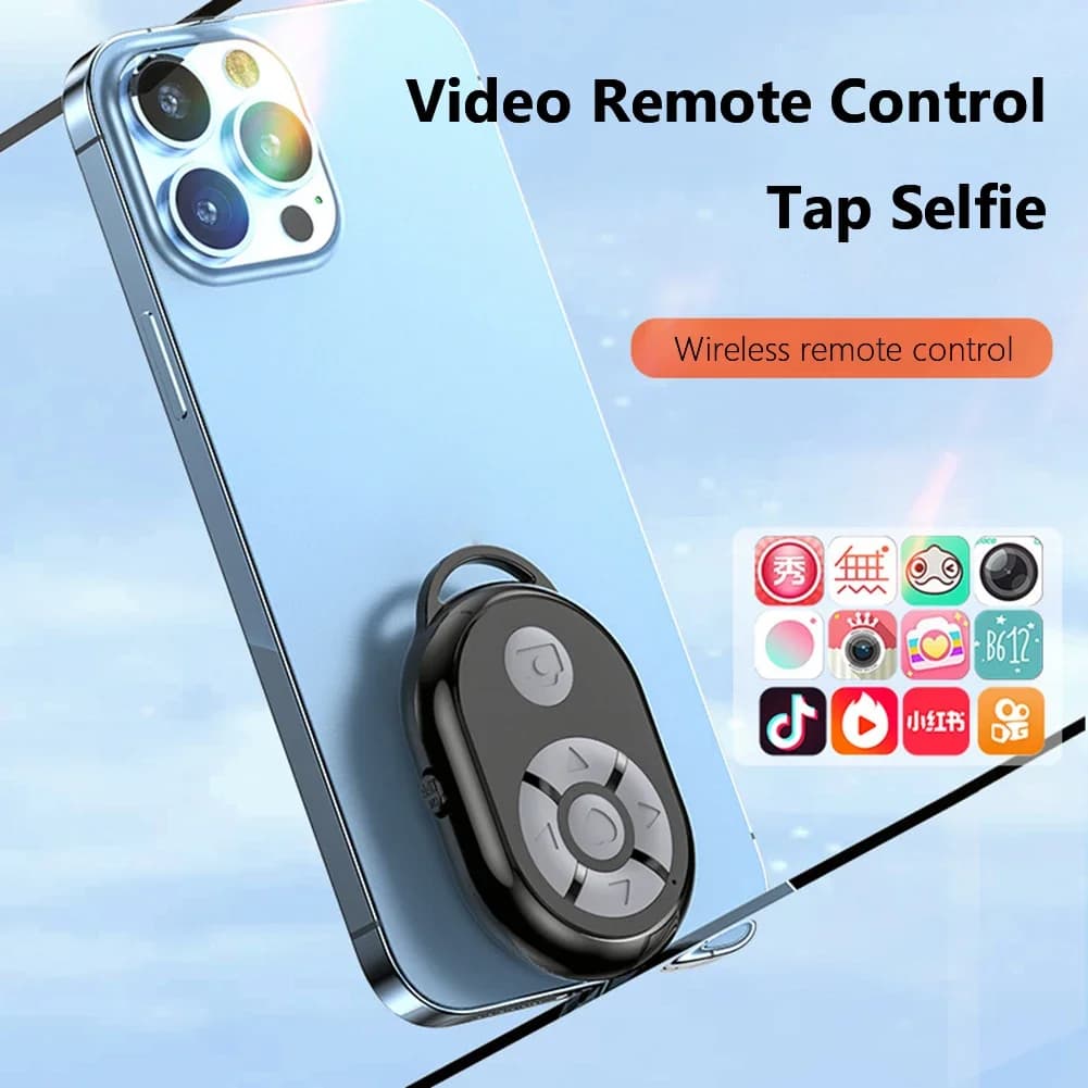 Telecomando Bluetooth per iPhone Xiaomi Samsung Huawei, 10m, per Cambio Pagina, Scatto Fotocamera, Selfie per iOS Android