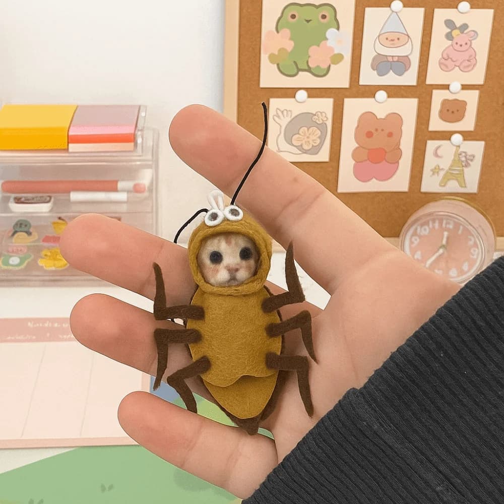 Kit Materiali Creativi per Ciondolo Telefono e Portachiavi a Tema Gatto Scarabeo Cartone Animato