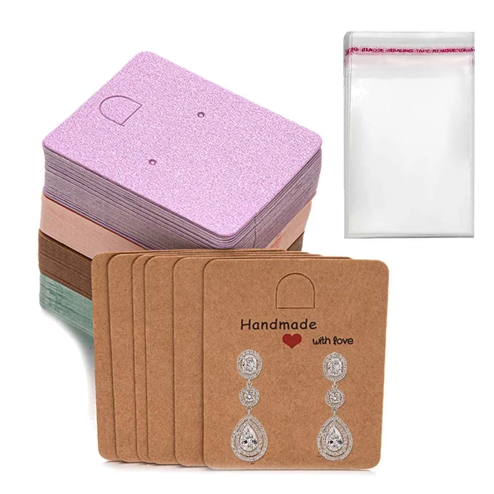 50 pezzi di cartoncini porta orecchini per gioielli fai da te, organizer per la vendita, etichette per piccole imprese, materiale per imballaggio.