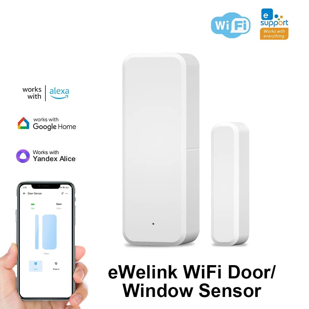 Sensore per porte e finestre WiFi Smart Home Rilevatori aperti/chiusi App EWeLink Controllo Allarme di sicurezza Funziona con Alexa Google Home