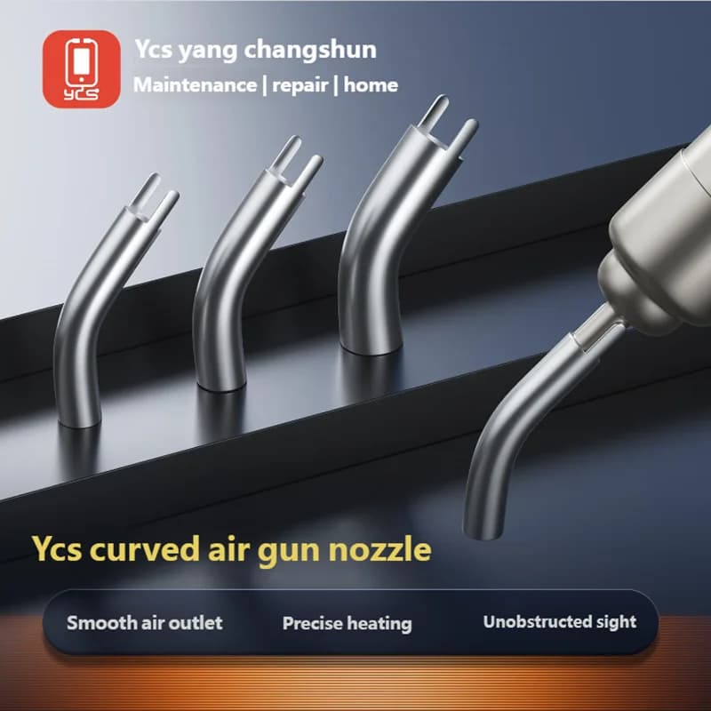 Set ugelli aria curvi YCS 5mm/6mm/8mm/10mm Punte di installazione rapida in acciaio inossidabile per la riparazione del telefono per microscopi