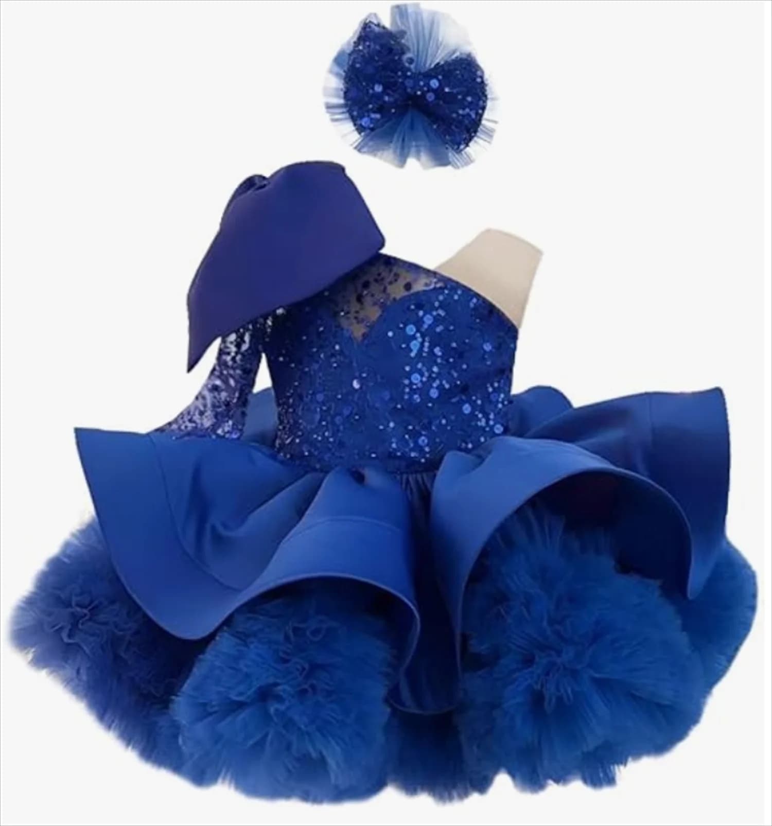 Abito da ragazza di fiori con scollo a V e coda soffice abito da ragazza di fiori in rete per abiti da principessa personalizzati per feste di ballo di compleanno