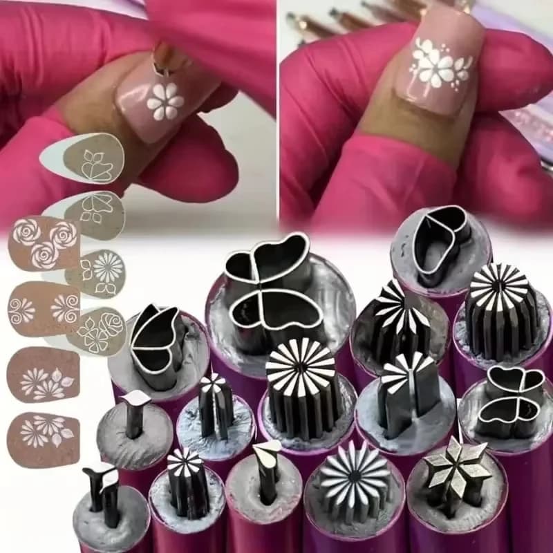 Set di 4/6/10 Penne per Stamping Unghie con Fiori e Farfalle, Strumento per Decorazione Unghie Fai-da-Te per Donne