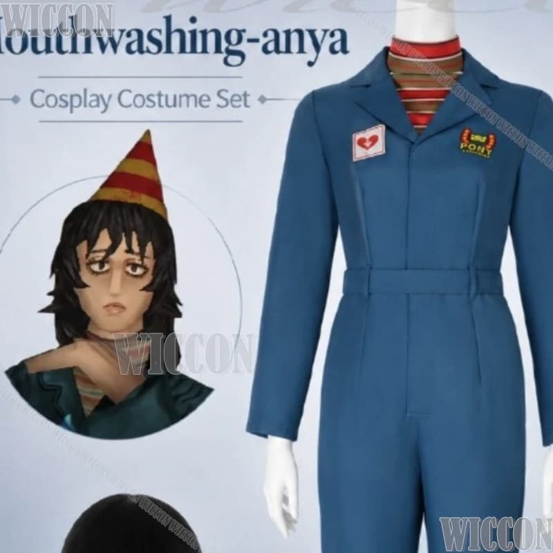 Horror Game Mouthwashing Cosplay Anya Punk Crew Uniform Jumpsuit Belt Hat Wig Halloween Christmas Party Festival Fancy Comic Con