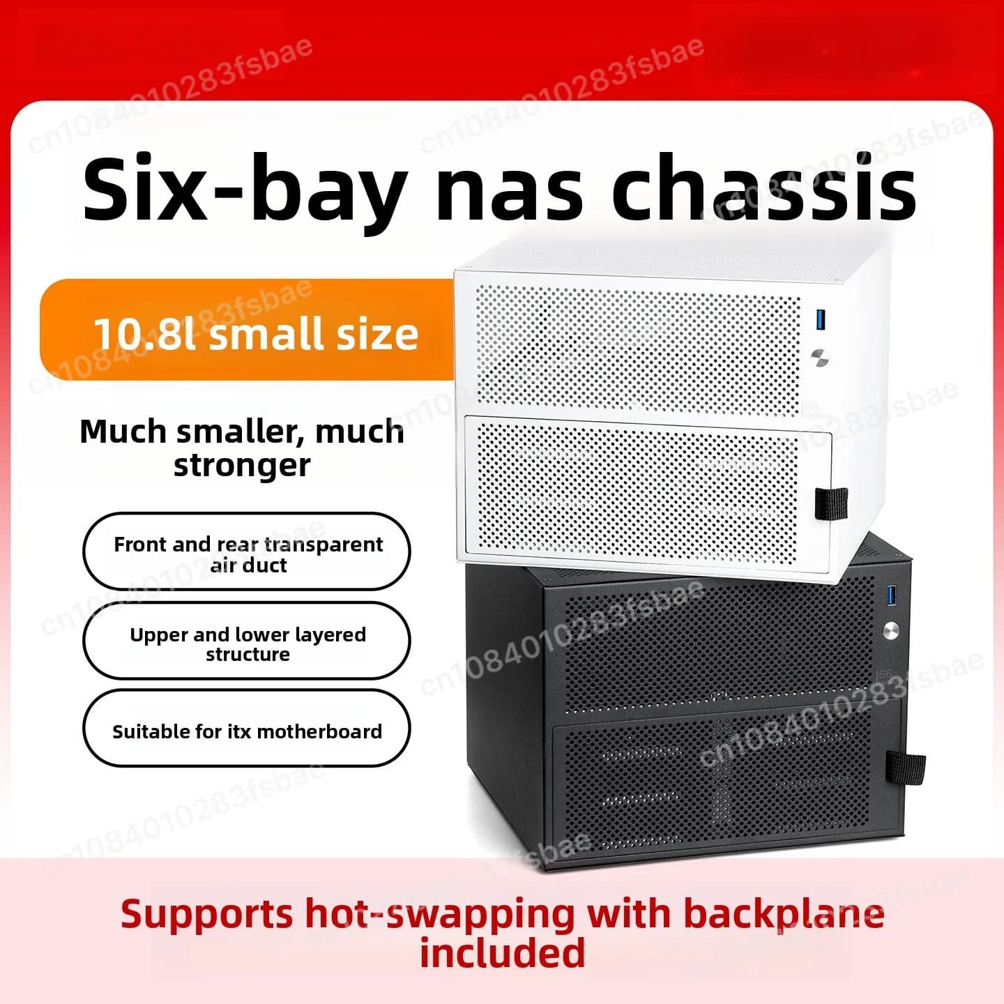 Chassis NAS a sei bit, supporto scheda madre ITX, server di archiviazione desktop fai-da-te, chassis compatto