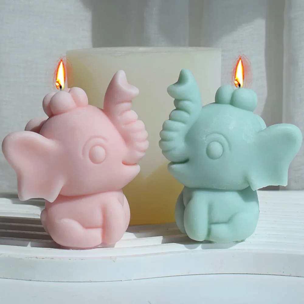Cartoon Little Elephant Candle Silicone Mold Cute Animal Soap Resin Mould Chocolate Making Set Cake Decor Painting Plaster Gifts