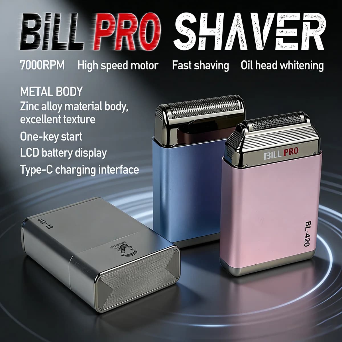 BRDCLIP BL420 Mini Professional Electric Razor in Zinc Alloy, Haircut and Regular Bar for Barbiere, Zero Shaving Tool and Whitening Hair