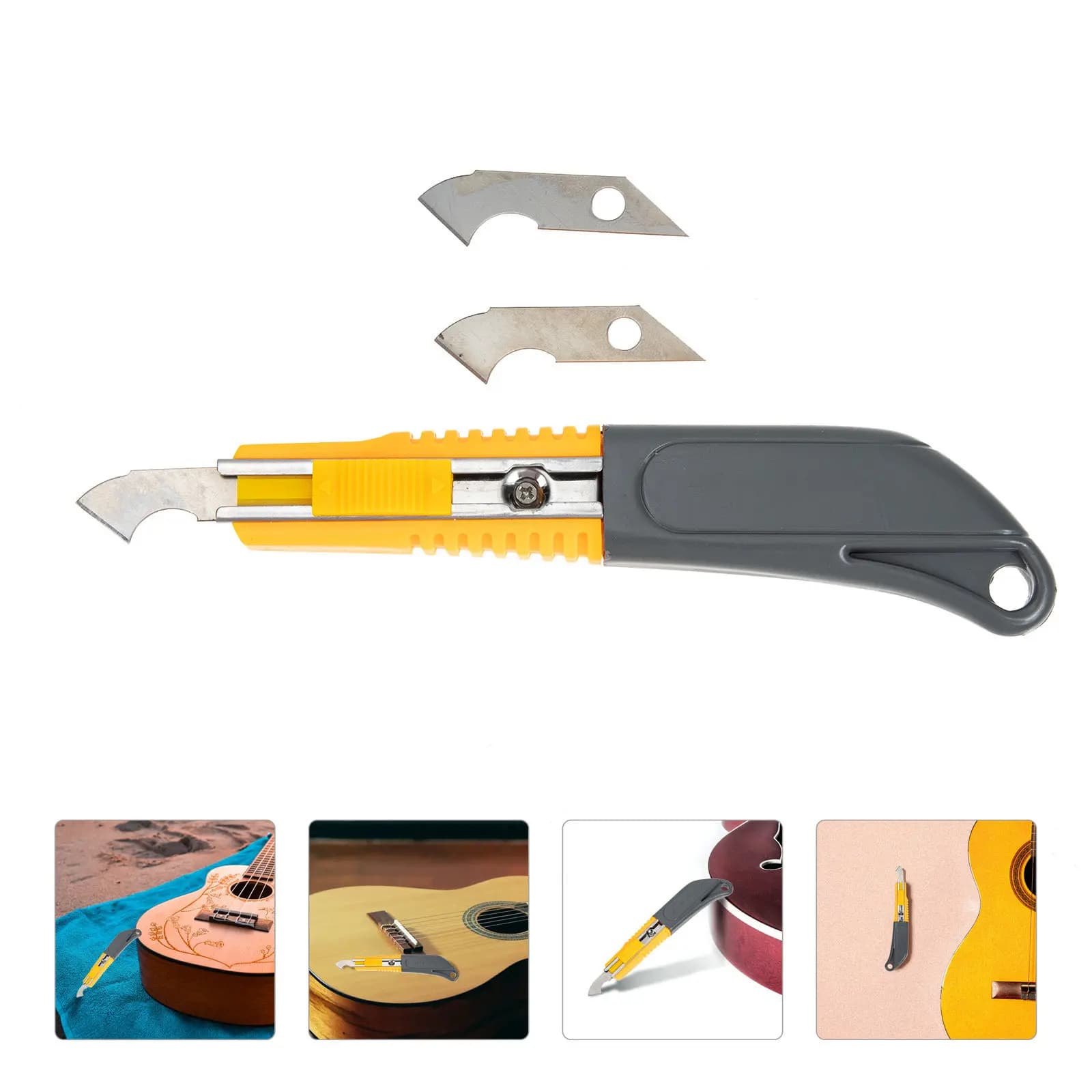 2 Pezzi Utensile per la Pulizia di Fessure e Scanalature per Chitarra, Ukulele, Basso, Mandolino, in Metallo e Plastica, con Fresa per la Pulizia di Fili