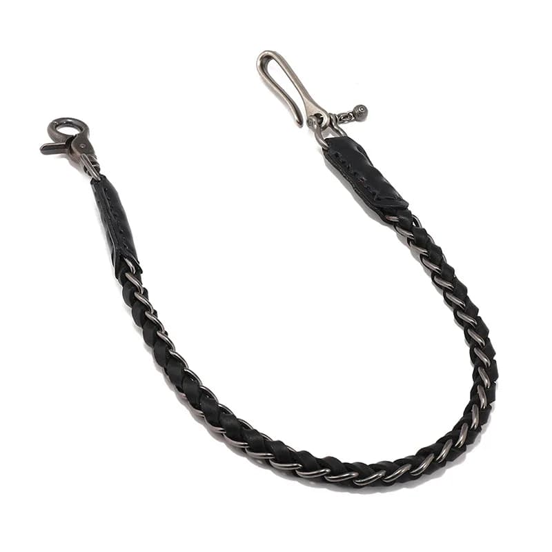 Men Punk Style Genuine Leather Biker Keychain Handcrafted Jeans Wallet Waist Chain Men's Rock Design Clothing Accessories