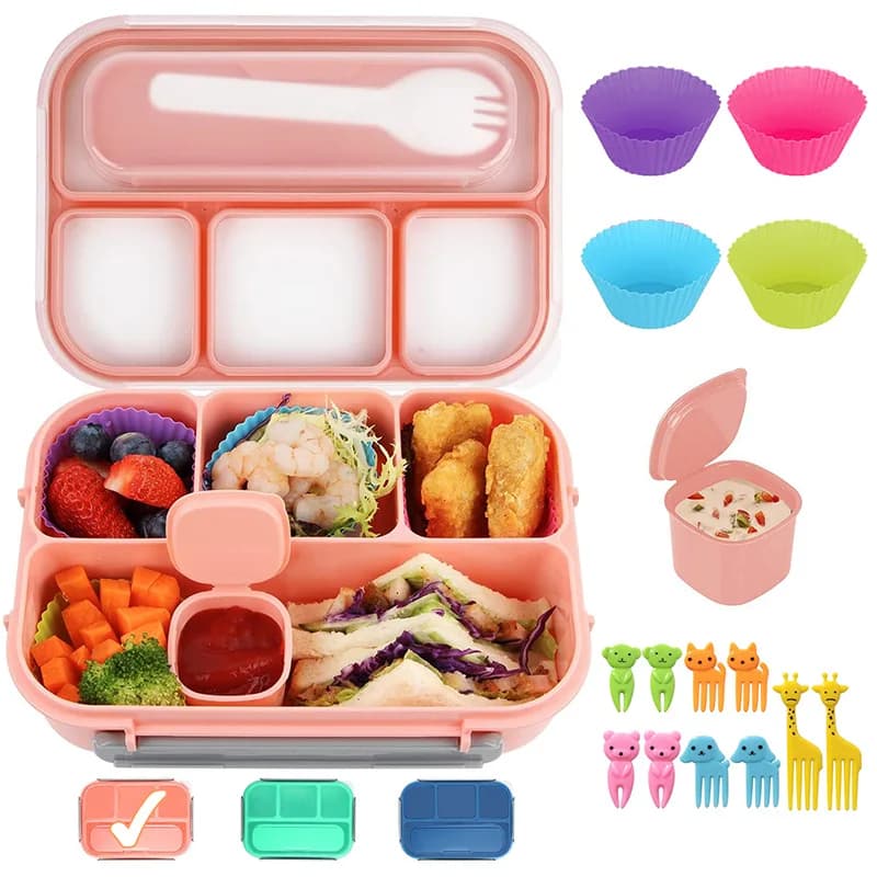 Scatola per il pranzo in plastica Scatola per il pranzo per la scuola a microonde Bastone per frutta per studenti Set da 16 pezzi Bento Box diviso