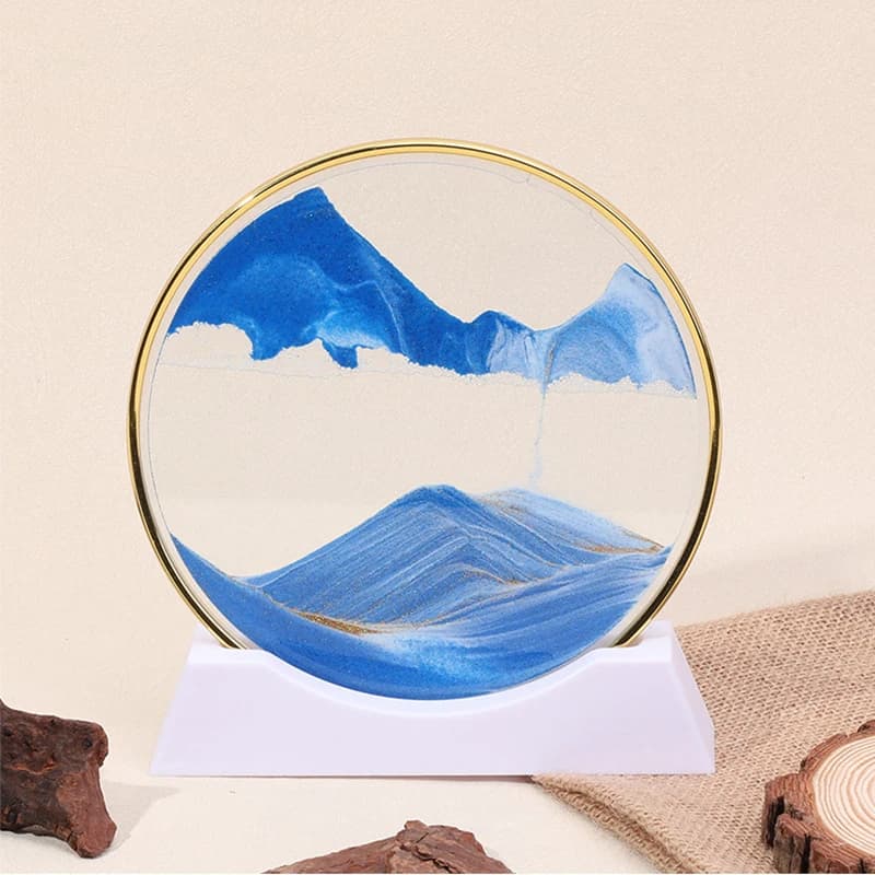3D Paesaggio di sabbia in movimento Immagine artistica sabbie mobili cinetici Clessidra del mare profondo Pittura con sabbia che scorre dinamica Ufficio Decorazioni per la casa Regalo
