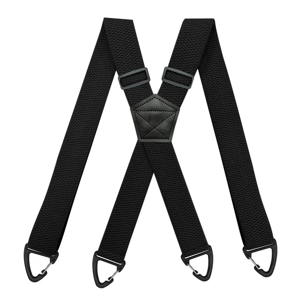 Heavy Duty Suspenders for Men Work Biker Outdoor 3.8cm Wide X-Back with 4 Snap Hook Adjustable Elastic Trouser Braces Strap Belt