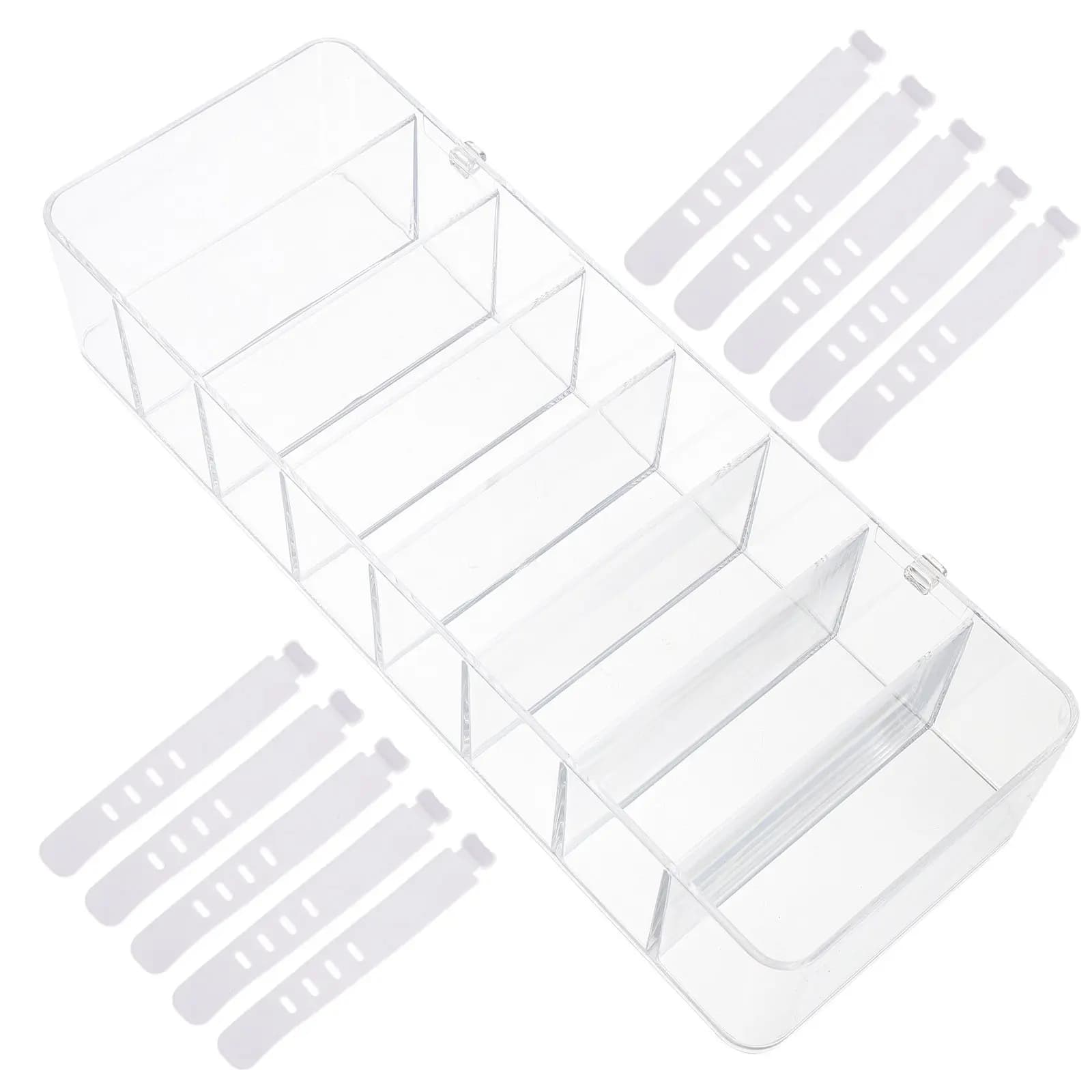 1Set Cable Management Box Classic Texture Design Charger Organizer Storage Bin with Cable Ties for Desktop Electronics
