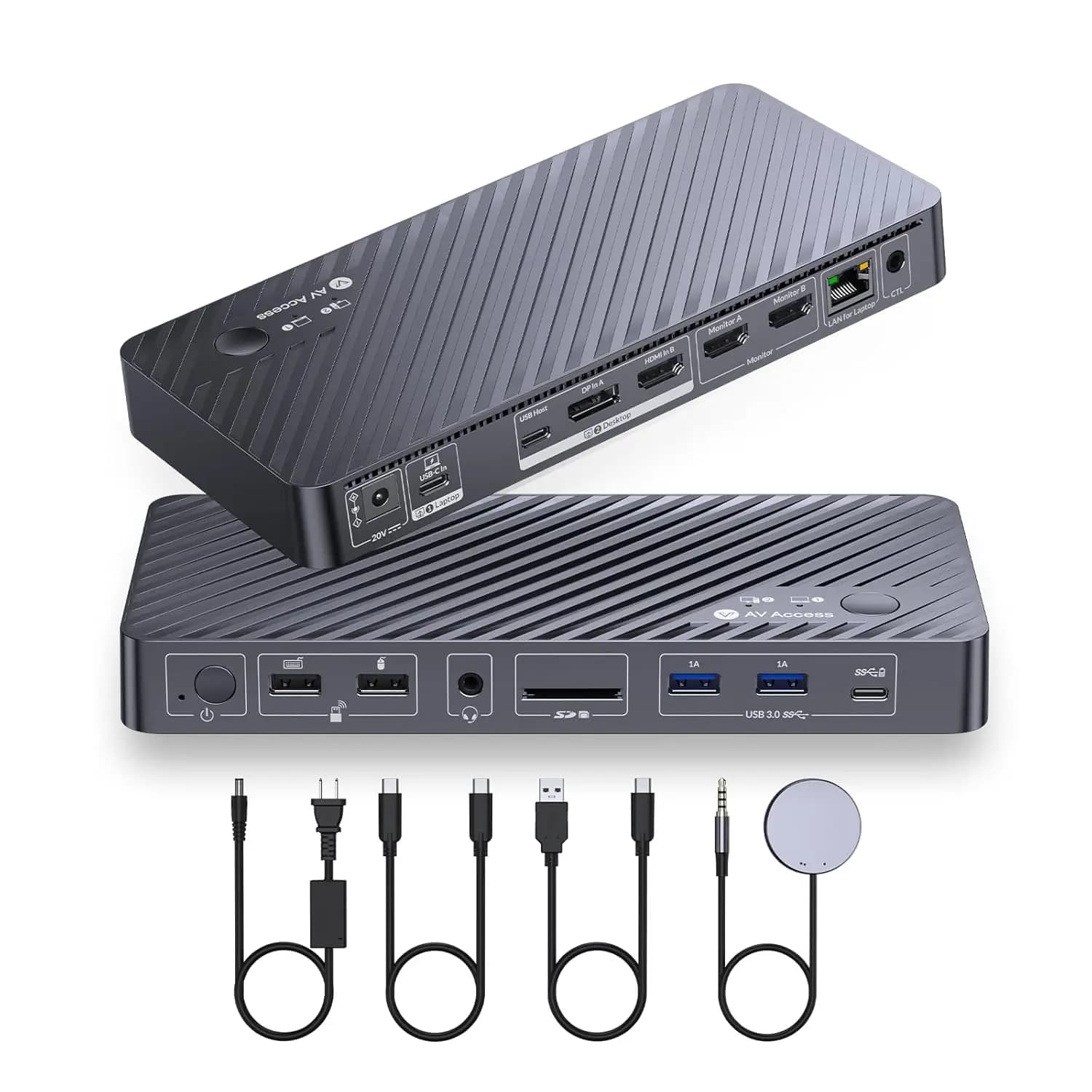 Docking Station KVM per Doppio Monitor per Laptop e Desktop, Display HDMI 4K@60Hz, Hub USB-C con Ethernet e Ricarica 65W