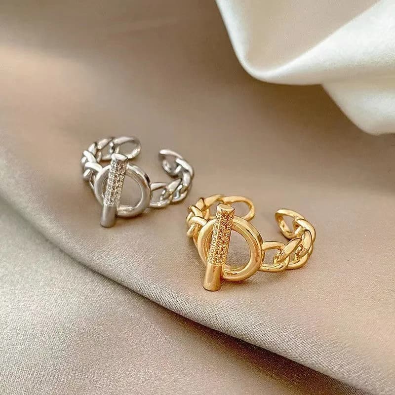 Anello con Design a Fibbia, Aperto e Regolabile, Lusso Discreto per Coppie, Versatile