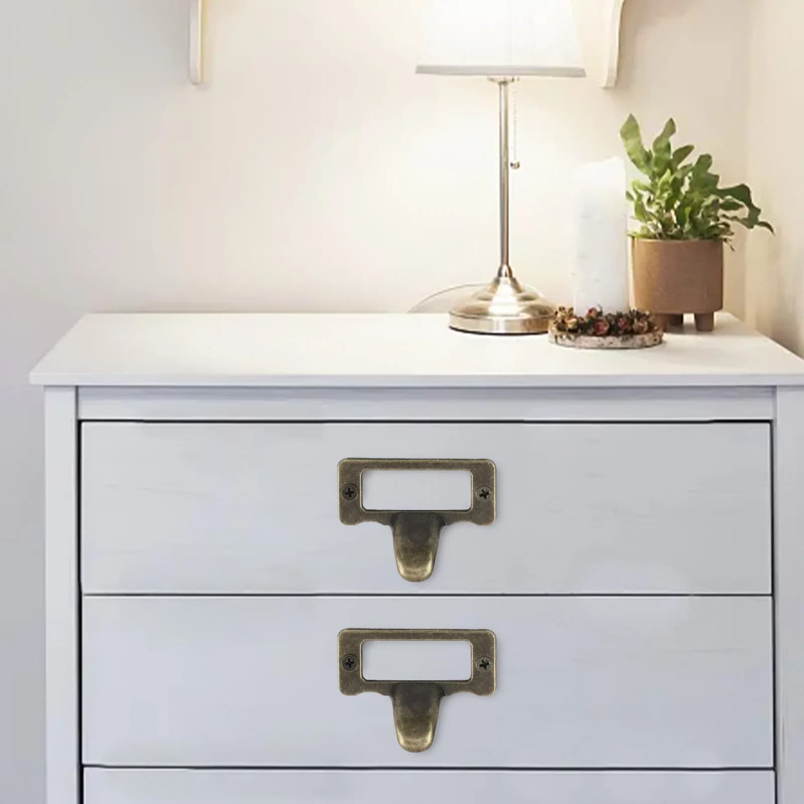 Maniglie per etichette in ottone per armadietti con viti per telaio Porta etichette per etichette Forniture per etichette in lega di zinco 10 pezzi 48 mm * 35 mm Accessori