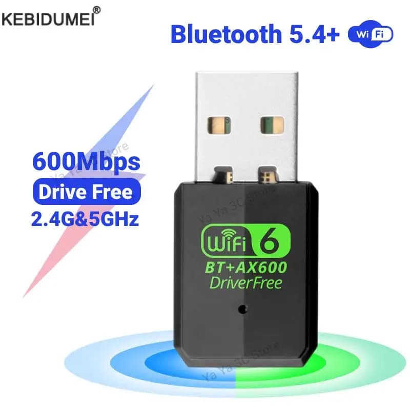 Adattatore USB WiFi Bluetooth 5.4 da 600 Mbps 2 IN 1 Dual Band 2.4G/5GHz Dongle Wi-Fi Ricevitore scheda di rete wireless per PC portatile