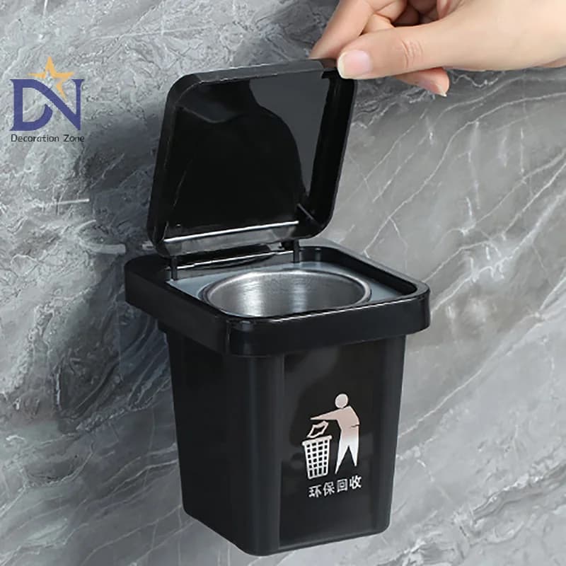 Posacenere da parete in acciaio inossidabile con coperchio; Posacenere per pattumiera con tacca anti-mosca per bagno