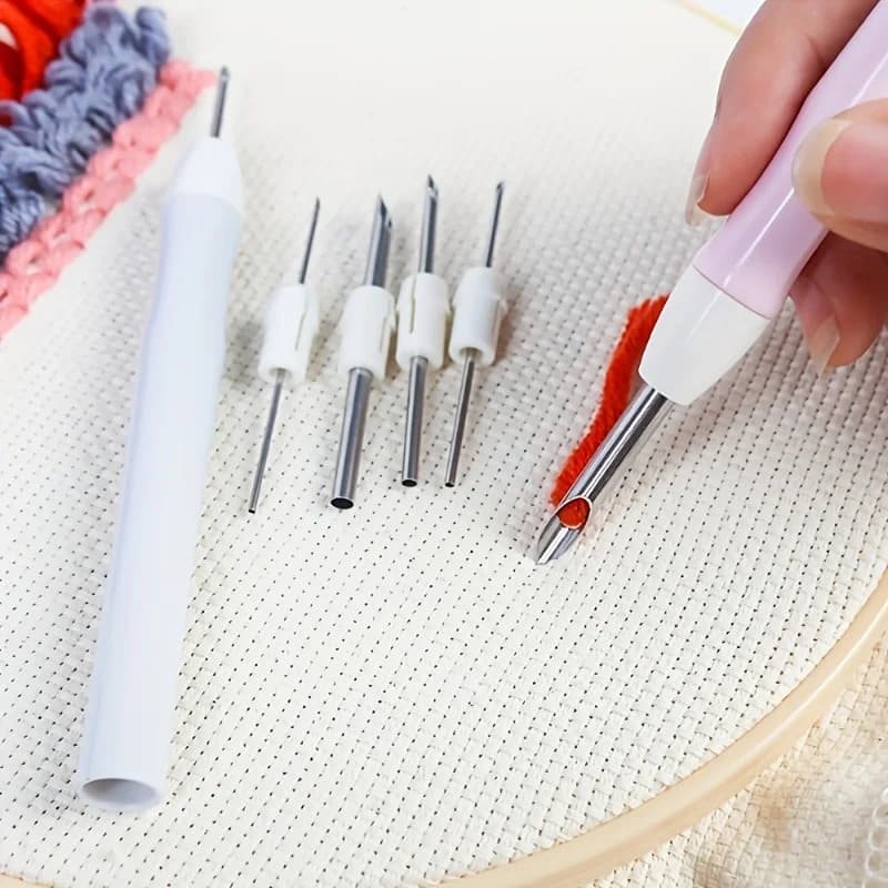 Versatile Punch Needle Set- Includes 6 Changeable Rug Needle Tubes And a Storage Box| All-In-One Tool Kit for Rug Hooking Crafts
