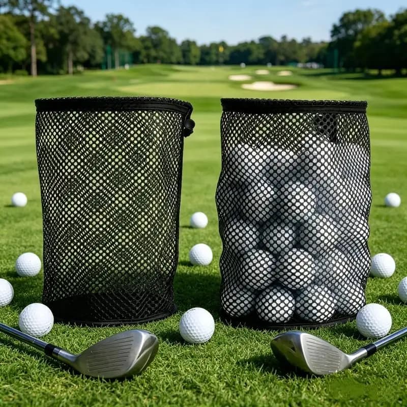 Golf Ball Mesh Bag Storage Drawstring Bag 15/25/50 Balls Capacity Portable Durable Polyester Sports Pouch