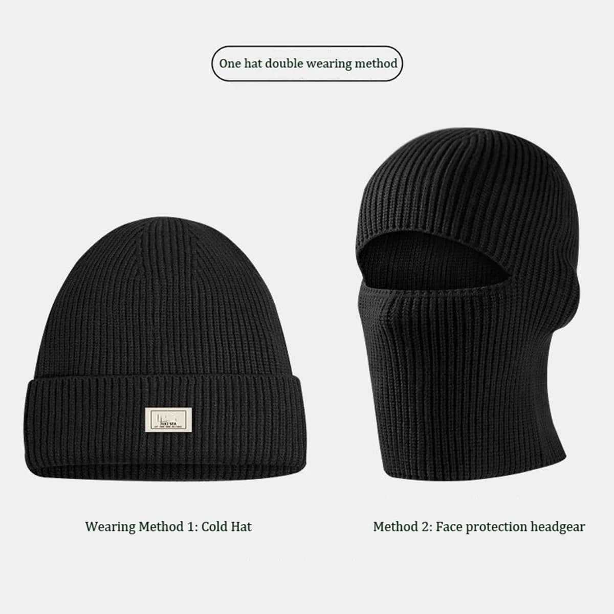 2-in-1 Headgear for Skiing and Winter Wear. Woolen Fleece Headgear for Windproof and Cold, Suitable for Cycling and Outdoor