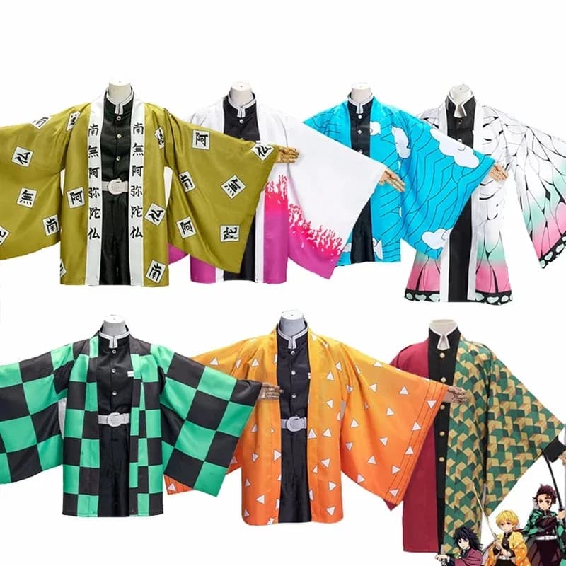 2025 Halloween Cosplay Anime Kamado Tanjirou Cosplay Cape Kochou Shinobu Rengoku Kyoujou Tomioka Giyuu Haori Yukata Casual Kimon