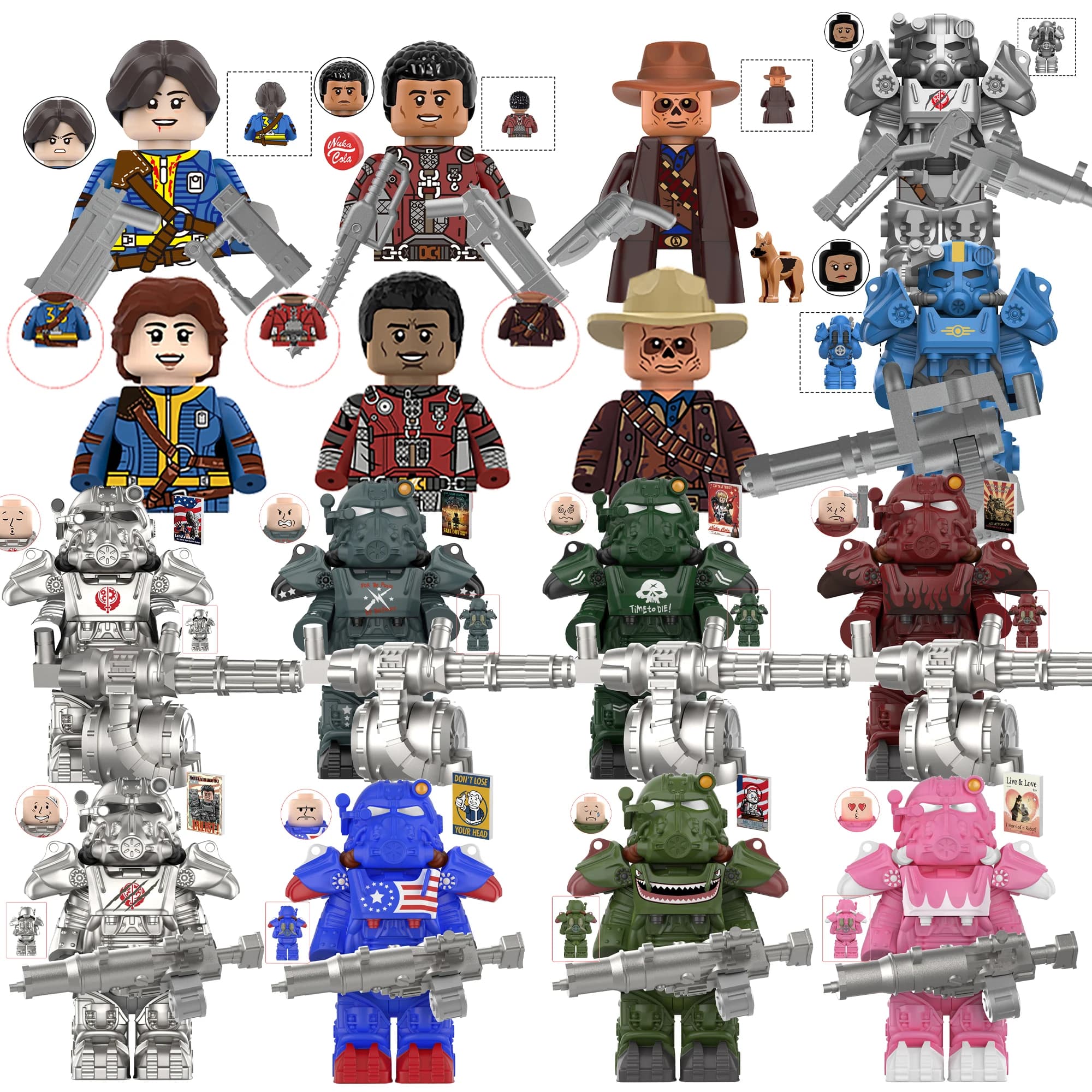 Nuovo Gioco BoS T60 Power Armor Ufficiali dell'esercito Soldati Figura Mitragliatrice Modello Building Blocks Giocattoli per bambini Regali Ragazzi Ragazze Giocattoli